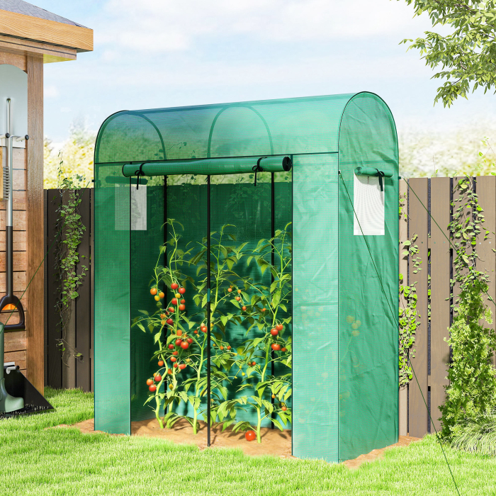  Sera Verticala pentru Balcon cu Usa si Ferestre Rulabile, Sera pentru Gradina cu Structura din Otel si Acoperis din PE, pentru Plante, Legume, Flori, Fructe, Anti UV, 170x68x200 cm, Verde [2]