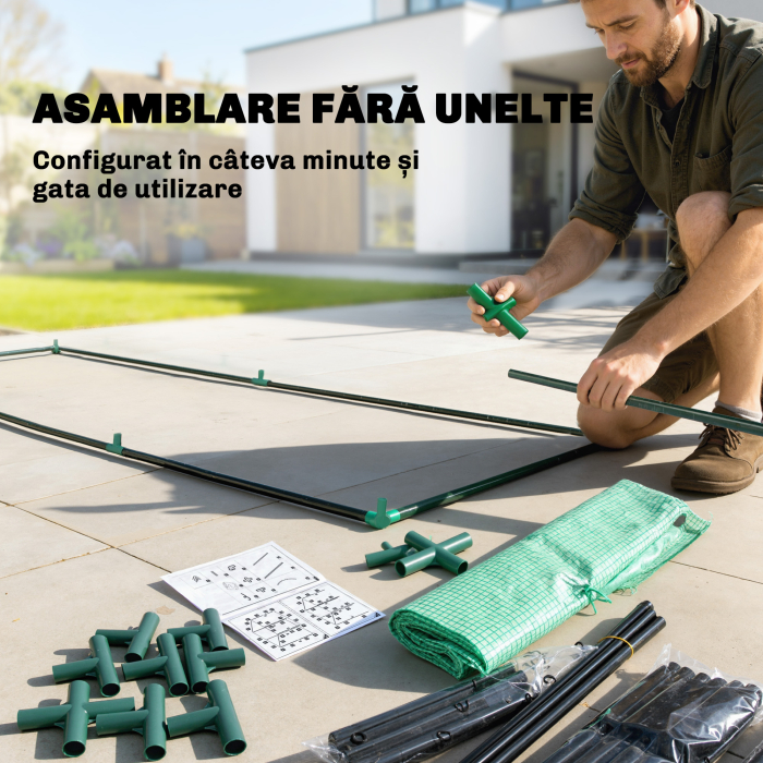  Sera Verticala pentru Balcon cu Usa si Ferestre Rulabile, Sera pentru Gradina cu Structura din Otel si Acoperis din PE, pentru Plante, Legume, Flori, Fructe, Anti UV, 170x68x200 cm, Verde [7]