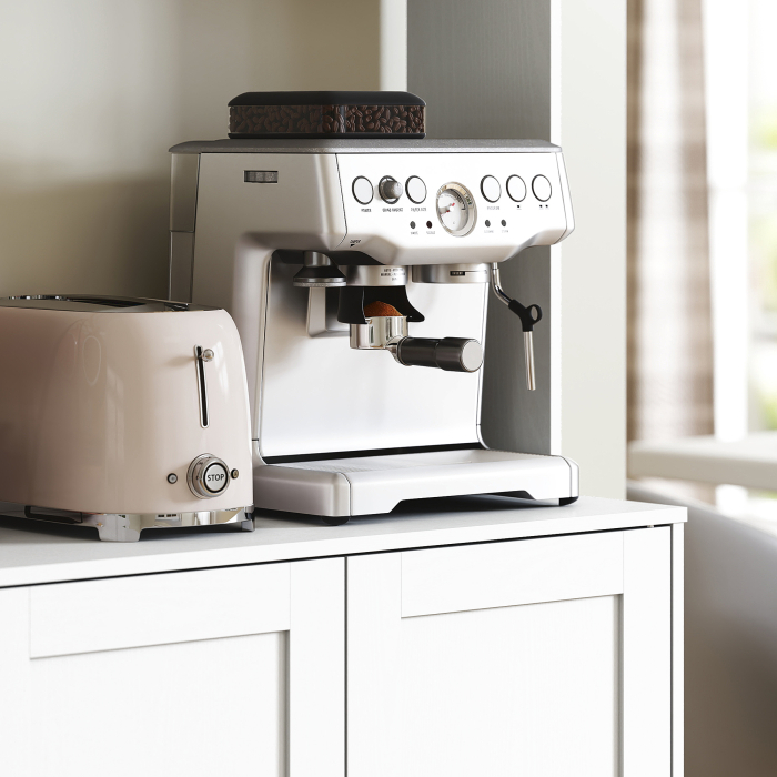  Servanta de Bucatarie inalta de 180 cm, Dulap Dispensa cu 4 Dulapuri, Usi din Sticla Securizata, 2 Rafturi Deschise, Rafturi Reglabile, Blat pentru Cuptorul cu Microunde, pentru Sala de Pranz sau Liv [9]