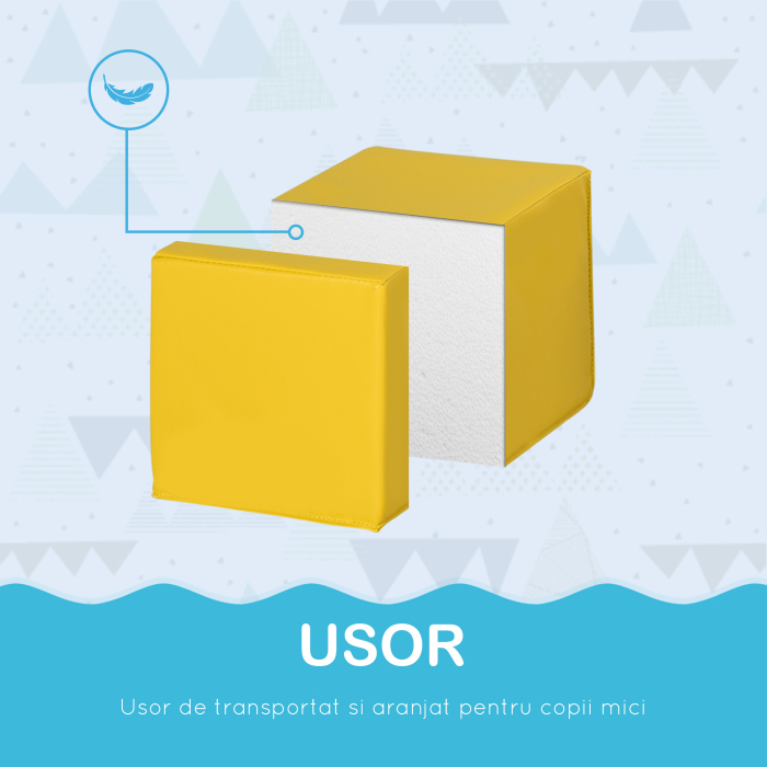  Set 12 Cuburi Moi pentru Copii 2+ Ani, Joc Educativ din Spuma, Blocuri de Constructie 20x20x20 cm, Multicolor [4]