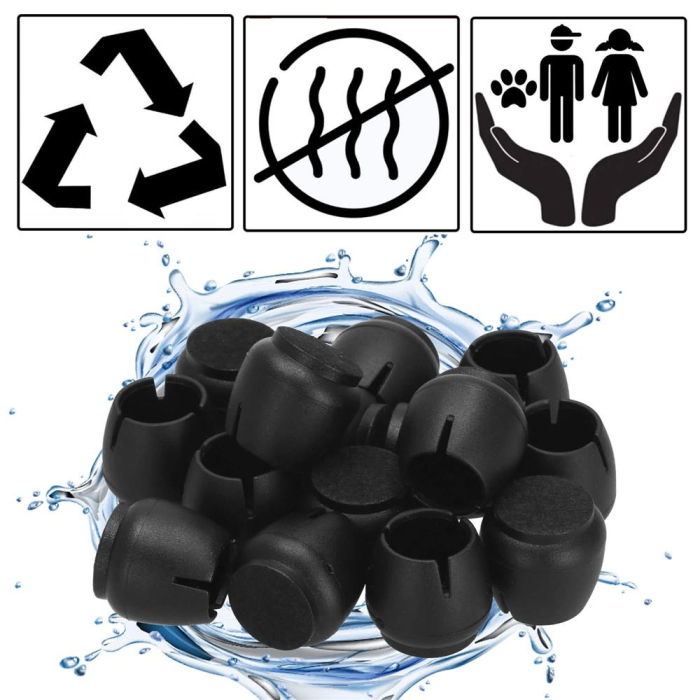 Set 16 protectii pentru picioare de mobilier cu baza din fetru, Ø14-16 mm, negru [34]
