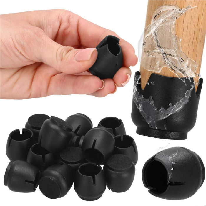 Set 16 protectii pentru picioare de mobilier cu baza din fetru, Ø14-16 mm, negru [4]