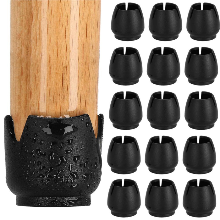 Set 16 protectii pentru picioare de mobilier cu baza din fetru, Ø14-16 mm, negru [6]