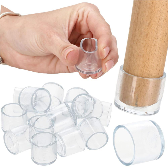 Set 16 protectii pentru picioare de mobilier, silicon PVC, Ø18 mm, transparent [21]