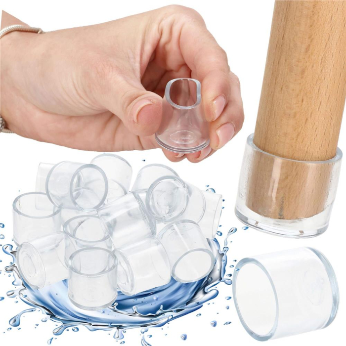 Set 16 protectii pentru picioare de mobilier, silicon PVC, Ø18 mm, transparent [29]