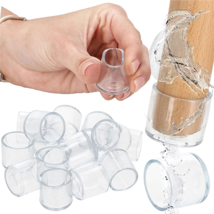 Set 16 protectii pentru picioare de mobilier, silicon PVC, Ø18 mm, transparent [23]