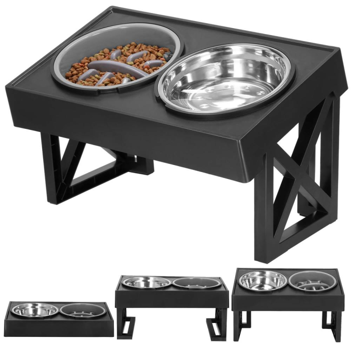 Set 2 boluri stand reglabil inaltime unghi caini inox, 2x21 cm, ergonomic, argintiu [3]