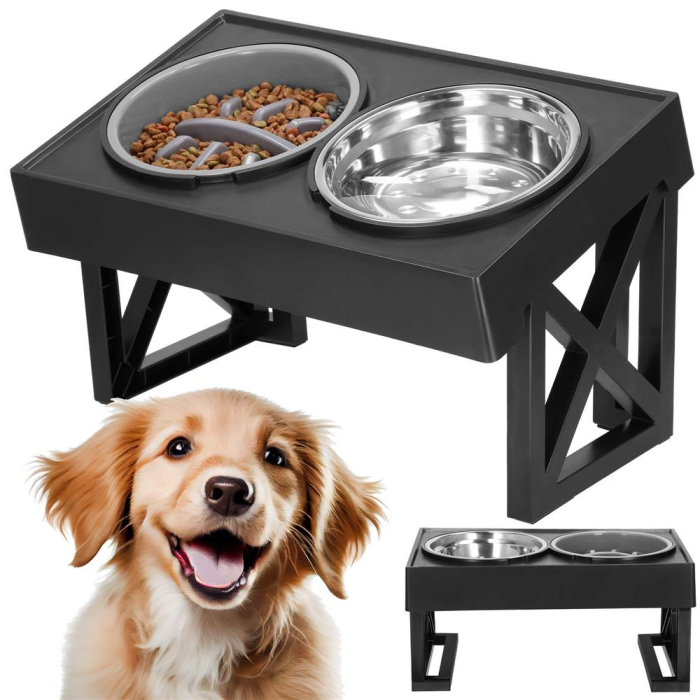 Set 2 boluri stand reglabil inaltime unghi caini inox, 2x21 cm, ergonomic, argintiu [4]