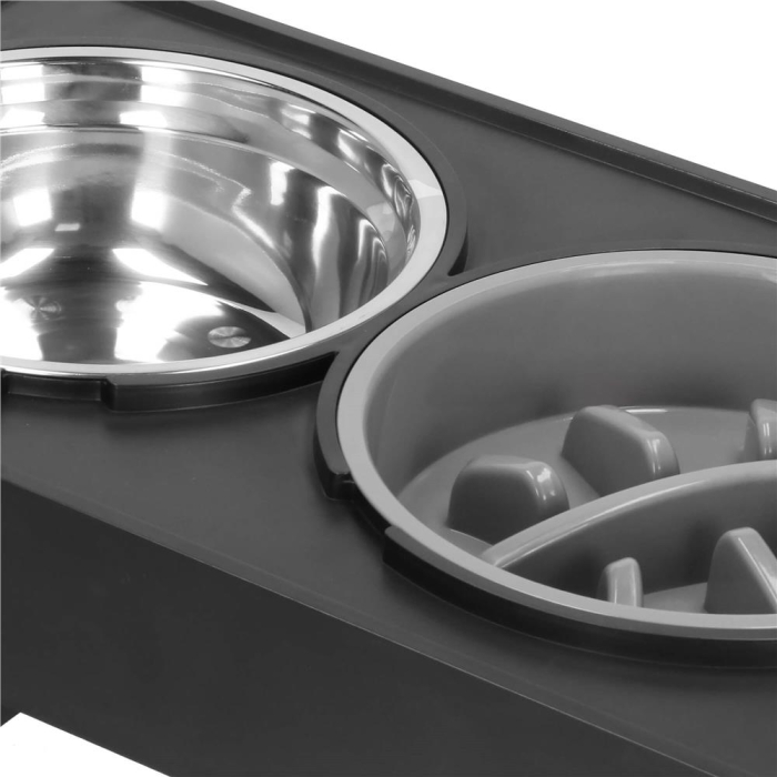 Set 2 boluri stand reglabil inaltime unghi caini inox, 2x21 cm, ergonomic, argintiu [10]