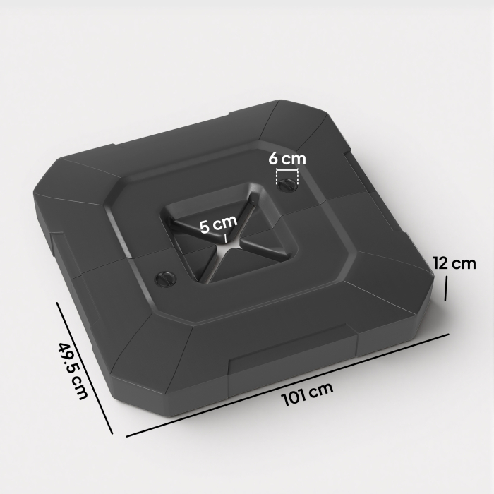  Set 2 Greutati pentru Baza Umbrela cu Brat Lateral din HDPE, Reumplibile pana la 105 kg, 101x101x12 cm, Negru [3]