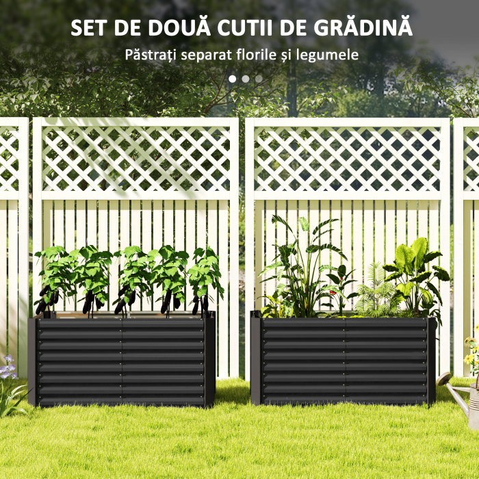  Set 2 Jardiniere Gradina inaltate 120×60×60 cm - Otel Galvanizat [4]