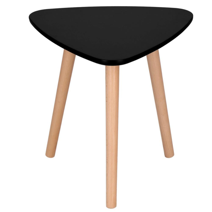 Set 2 mese de cafea, ovale, 54x45 cm si 41x40 cm, Blat MDF, Picioare lemn, Negru [10]