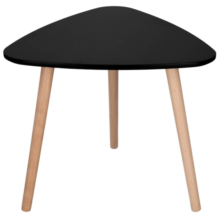 Set 2 mese de cafea, ovale, 54x45 cm si 41x40 cm, Blat MDF, Picioare lemn, Negru [8]