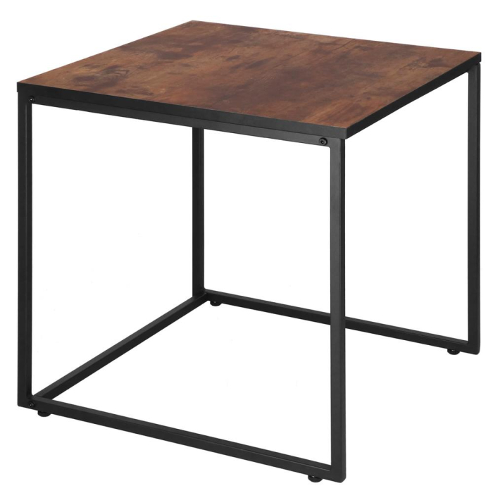 Set 2 mese pentru cafea, cadru otel, stil industrial, 50x50x52 cm si 45x45x47 cm, maro [10]