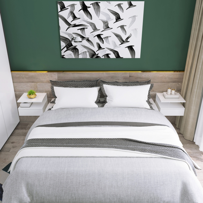  set 2 noptiere moderne din lemn suspendate,pentru dormitor camera de zi,35x32x22.5cm, alb [6]