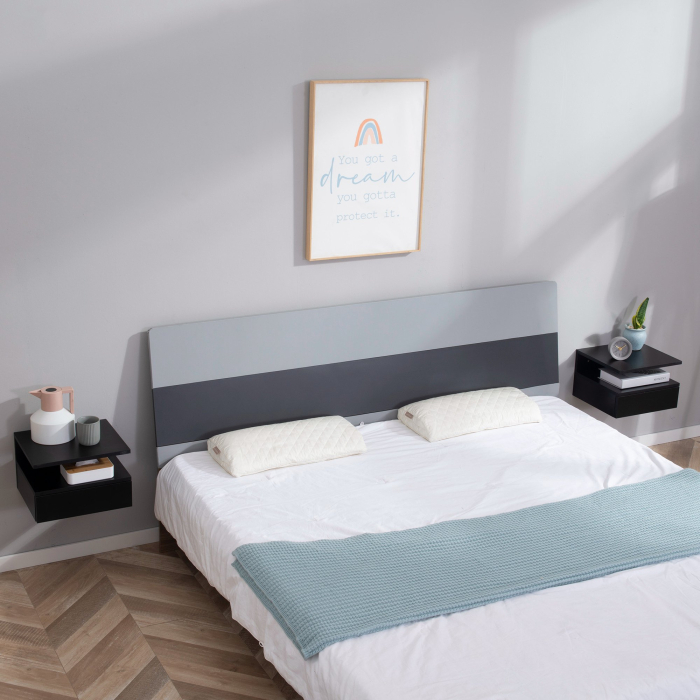  Set 2 Noptiere Suspendate - Lemn Cu Sertar & Polita Superioara [2]