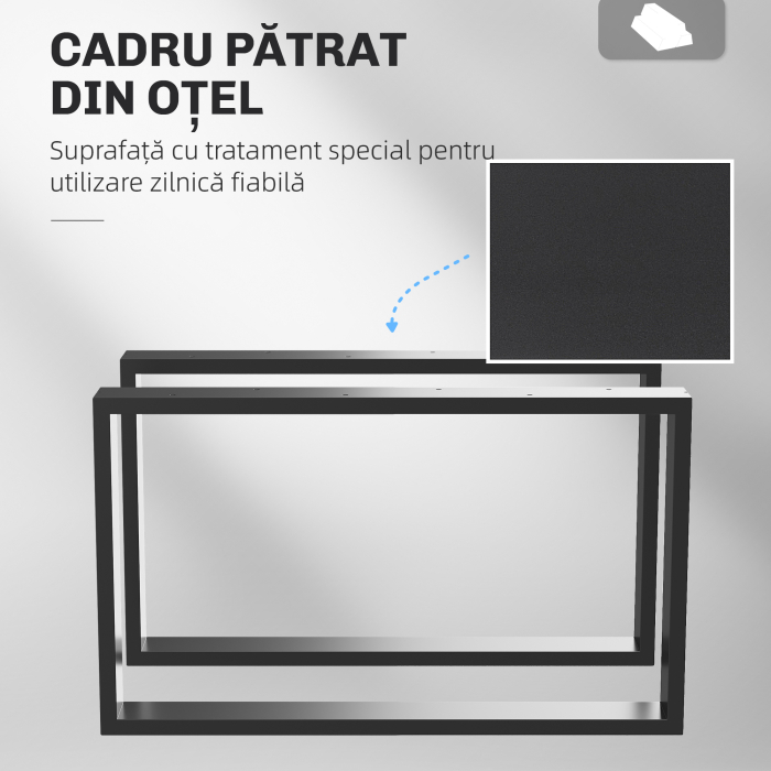  Set 2 Picioare de Masa Dreptunghiulare din Otel, 60x8x72 cm, Negru [6]
