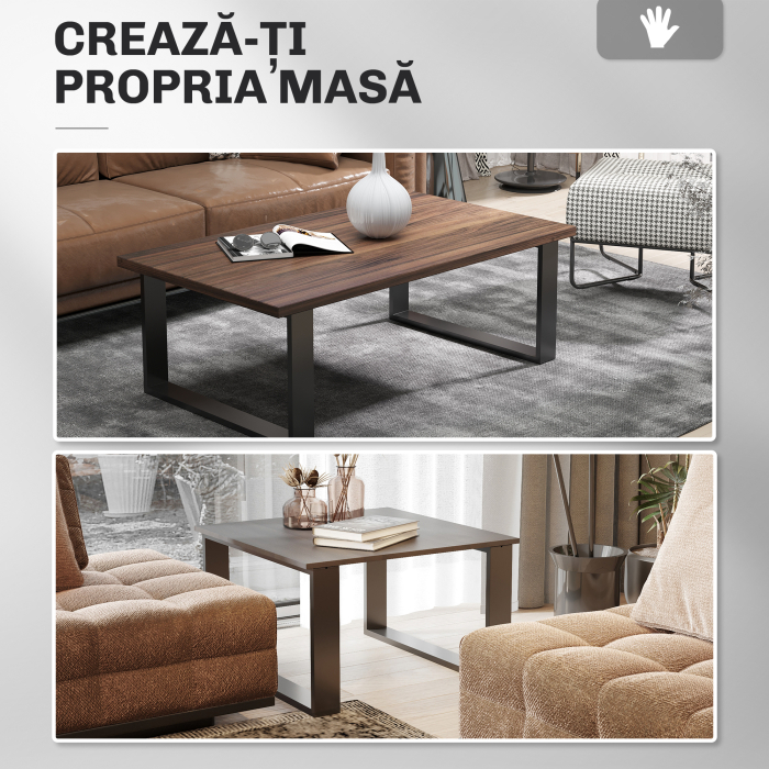  Set 2 Picioare de Masa Dreptunghiulare din Otel, 60x8x72 cm, Negru [7]