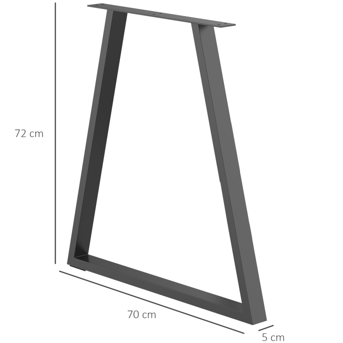  Set 2 Picioare de Masa Trapezoidale cu 6 Gauri si 12 suruburi, 70x5x72 cm, Negru [3]