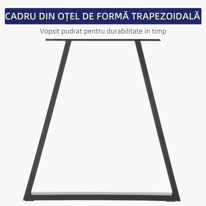  Set 2 Picioare de Masa Trapezoidale cu 6 Gauri si 12 suruburi, 70x5x72 cm, Negru [6]