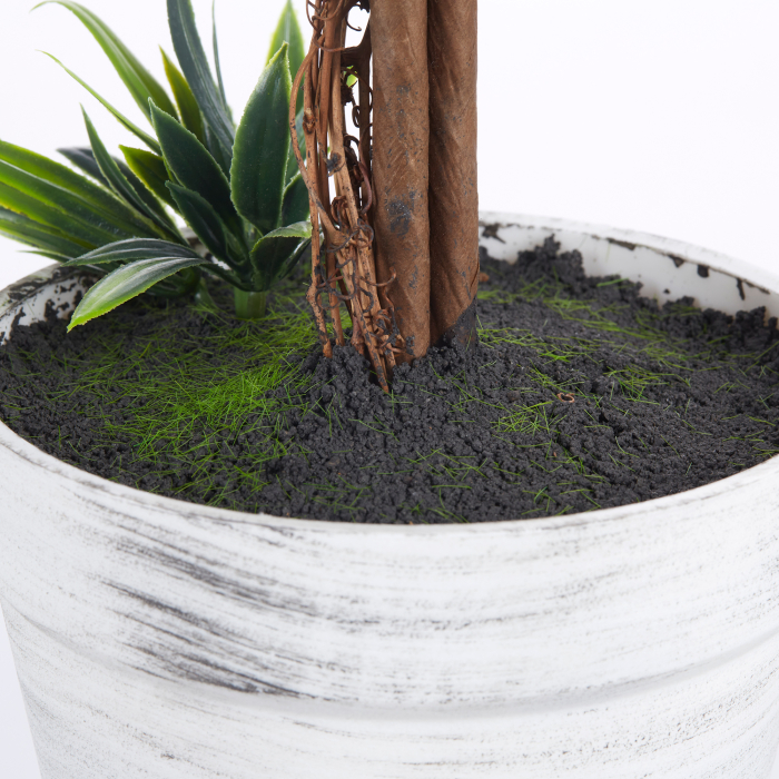  Set 2 Plante Artificiale Sferice cu Flori de Lavanda şi Vas, Ø24x60 cm, Verde [9]