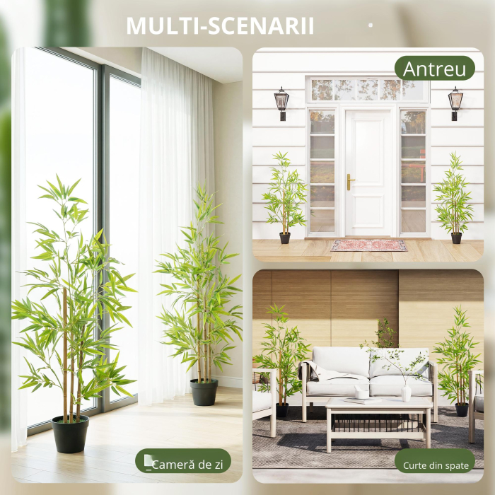  Set 2 Plante Bambus Artificiale - 120 cm cu Ghiveci [5]