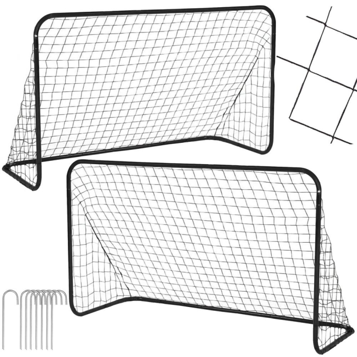 Set 2 porti de fotbal metalice, 122x183cm, profil 25mm, cu elemente de fixare [7]