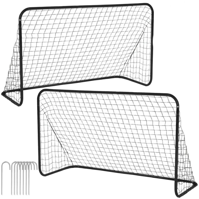 Set 2 porti de fotbal metalice, 122x183cm, profil 25mm, cu elemente de fixare [1]