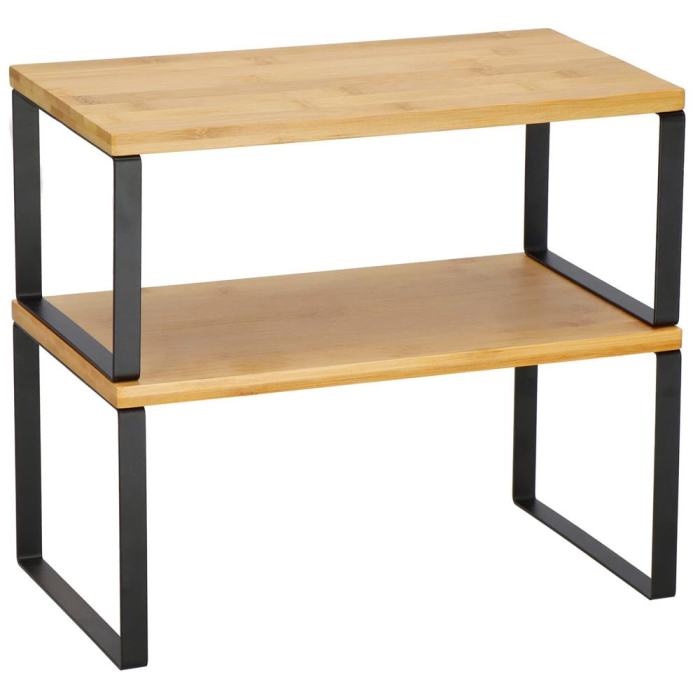 Set 2 rafturi de bucatarie suprapozabile, pentru ustensile sau condimente, 20x34x16cm, natur si negru [5]