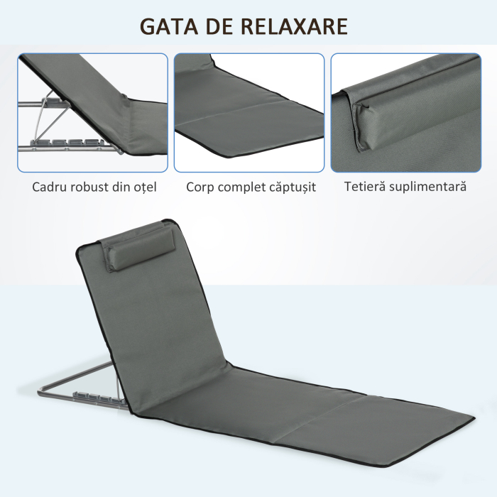  Set 2 Saltele de Plaja Pliabile cu Spatar Reglabil [6]
