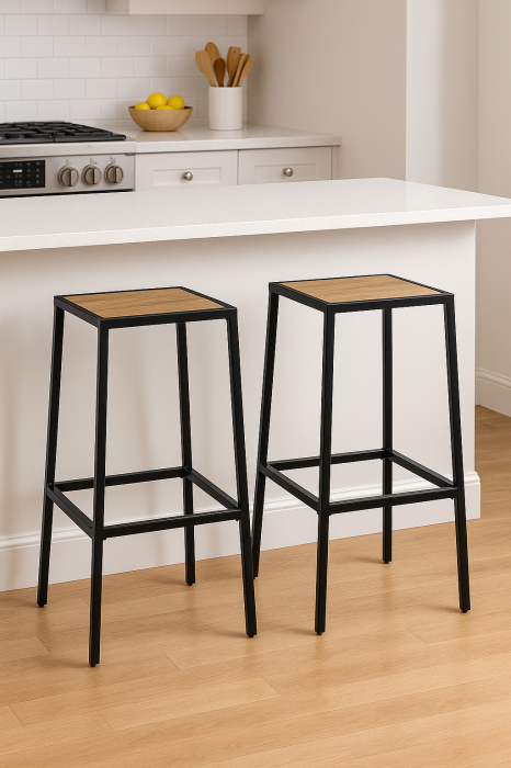 Set 2 scaune bar 5Five Aliaj din otel, 32x32x71 cm, negru [3]