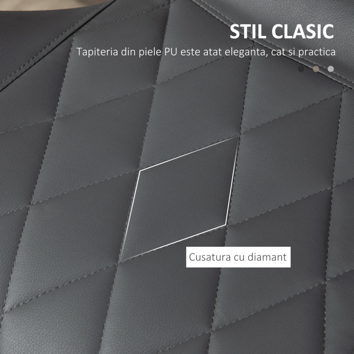  Set 2 Scaune Bar din Piele Sintetica Reglabile Gri [6]