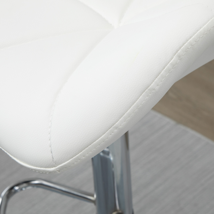  Set 2 Scaune Bar Reglabile, pentru bar si bucatarie, din Piele PU,51,5 x 57,5 x 93-114,5 cm, Alba [8]
