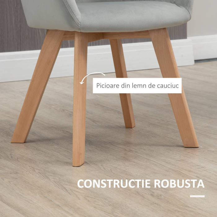  Set 2 Scaune cu Picioare din Lemn, Gri [6]