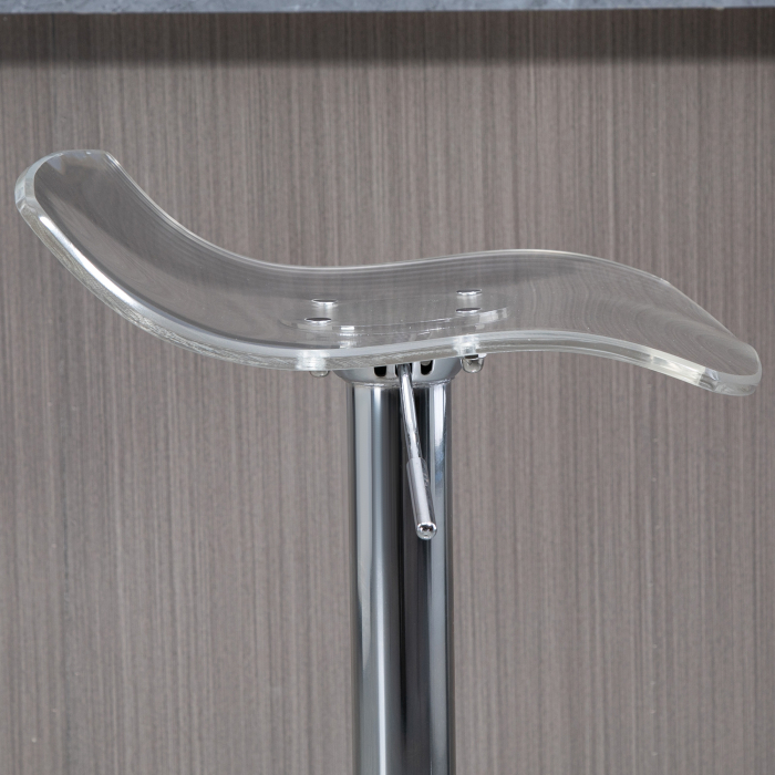  Set 2 Scaune de Bar cu inaltime Reglabila, sezut Rotativ si Suport pentru Picioare, 39x39x67-87 cm, Transparent [7]