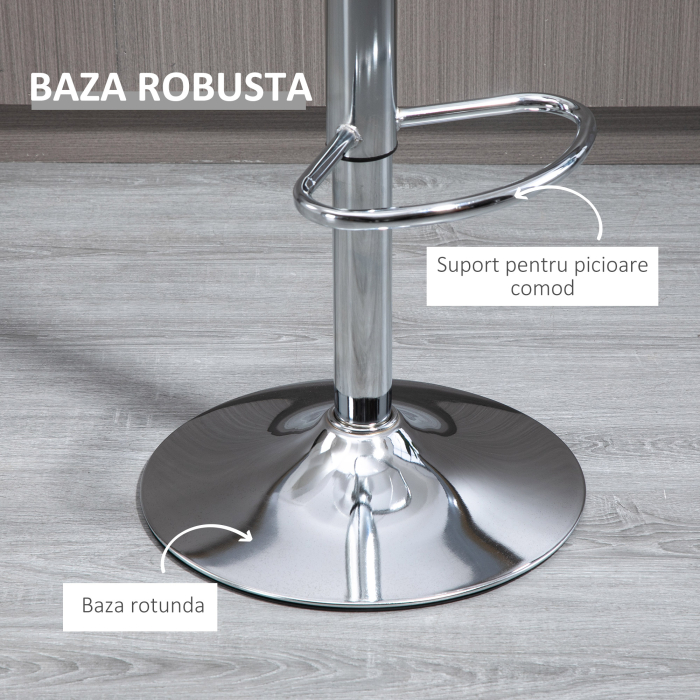  Set 2 Scaune de Bar cu inaltime Reglabila, sezut Rotativ si Suport pentru Picioare, 39x39x67-87 cm, Transparent [6]