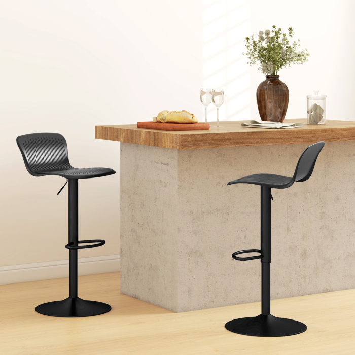  Set 2 Scaune de Bar cu Spatar Ergonomic, 38,5x40x76,5-97,5 cm, Alb [7]