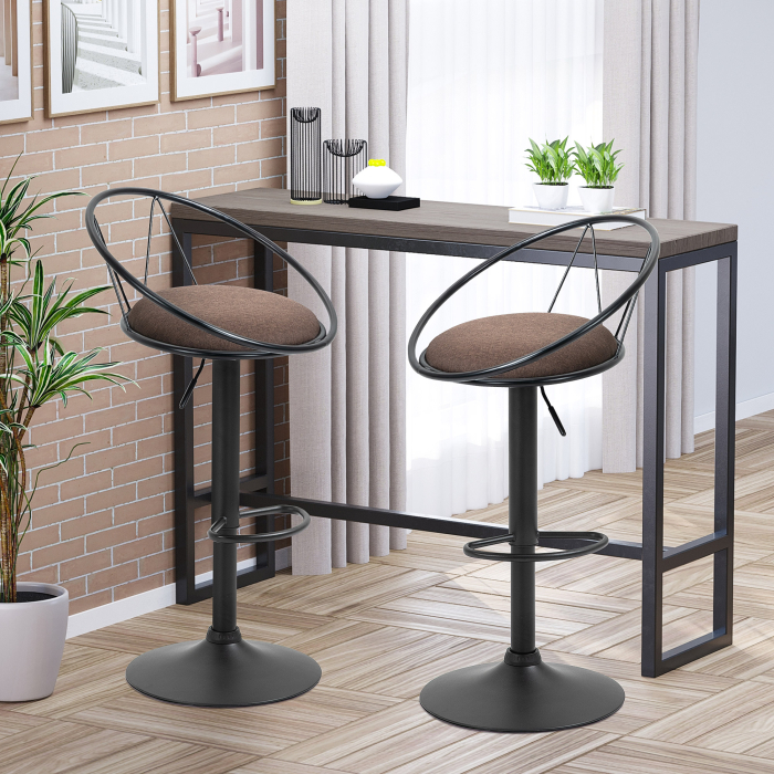  Set 2 Scaune de Bar - Pivotante, Maro, Reglabile 78-100 cm [2]