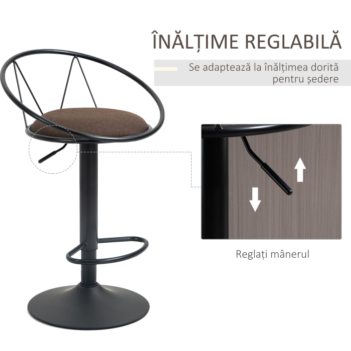 Set 2 Scaune de Bar - Pivotante, Maro, Reglabile 78-100 cm [6]