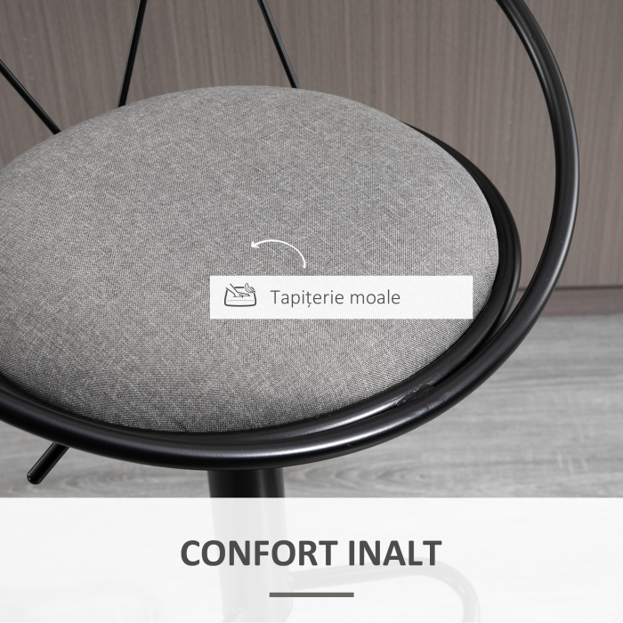  Set 2 Scaune de Bar - Pivotante, Maro, Reglabile 78-100 cm [7]