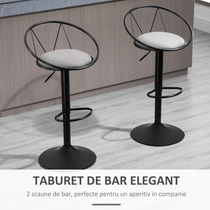  Set 2 Scaune de Bar - Pivotante, Maro, Reglabile 78-100 cm [4]