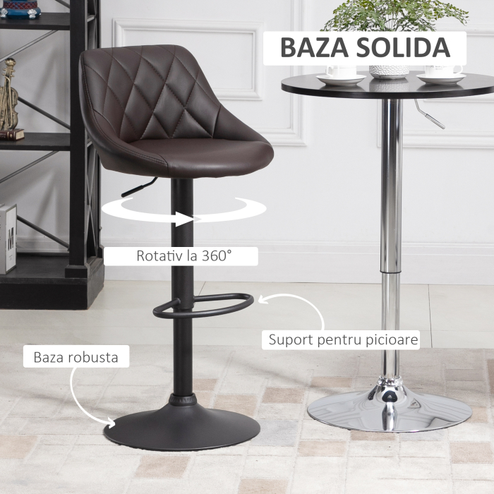  set 2 scaune de bar, reglabile, imitatie de piele maro [5]