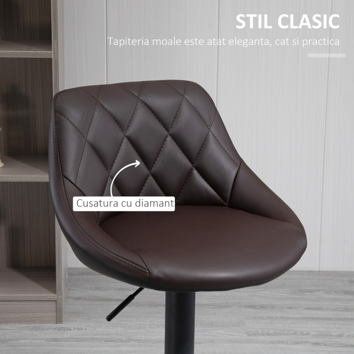  set 2 scaune de bar, reglabile, imitatie de piele maro [6]