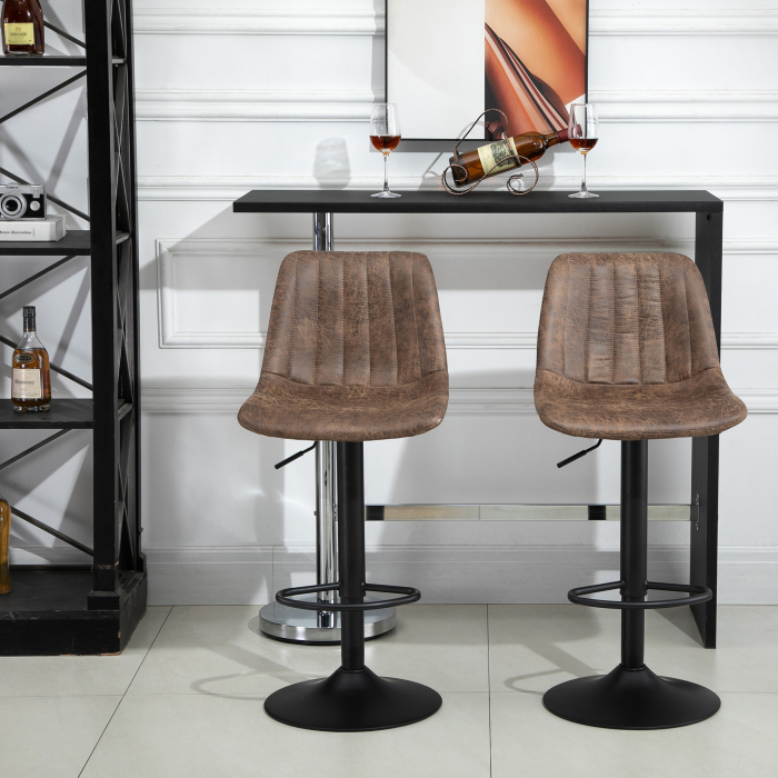  Set 2 Scaune de Bar - Reglabile, Rotative & Captusite [2]