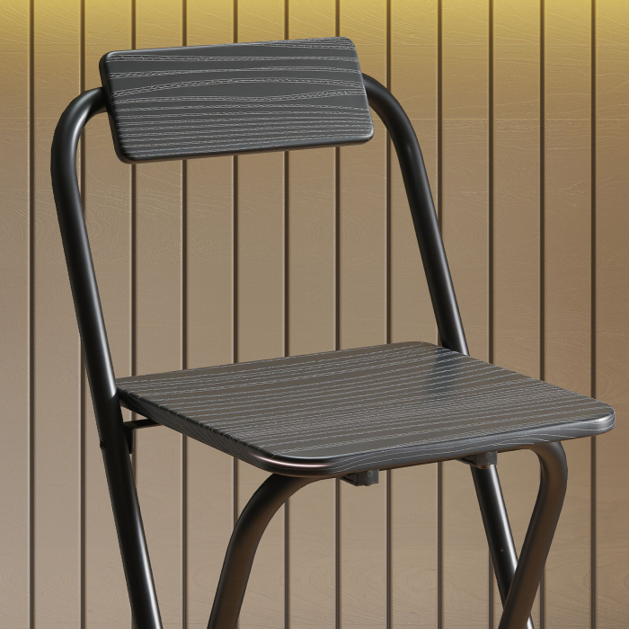  Set 2 Scaune de Bucatarie Pliabile cu Suport pentru Picioare din MDF si Otel Negru [9]