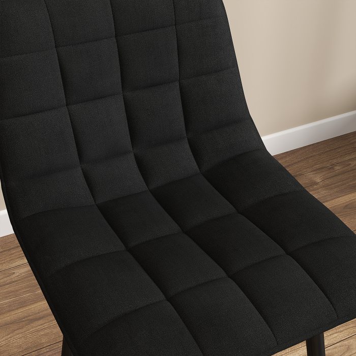  Set 2 Scaune de Bucatarie Stil Nordic din Material Textil cu Efect de Catifea si Metal, 45x47x84 cm, Negru [9]