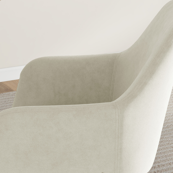  Set 2 Scaune de Dining Tapitate in Stil Nordic cu Brate si Picioare din Otel, 54x57x80 cm, Alb Crem [9]