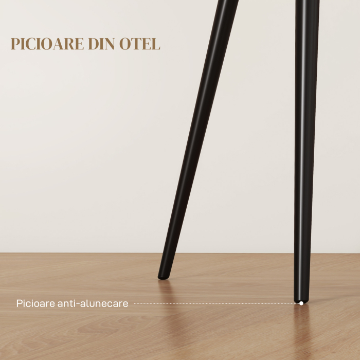  Set 2 Scaune de Dining Tapitate in Stil Nordic cu Brate si Picioare din Otel, 54x57x80 cm, Alb Crem [6]
