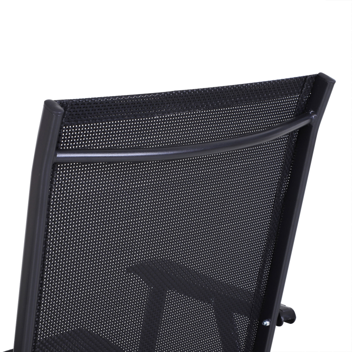  Set 2 Scaune de Gradina Pliabile cu Cotiere, Scaune pentru Pranz in Exterior din Metal si Texteline, pentru Terasa, Balcon, Veranda, Exterior si Interior, 58x64x94cm, Negru [9]