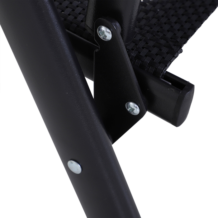  Set 2 Scaune de Gradina Pliabile cu Cotiere, Scaune pentru Pranz in Exterior din Metal si Texteline, pentru Terasa, Balcon, Veranda, Exterior si Interior, 58x64x94cm, Negru [8]